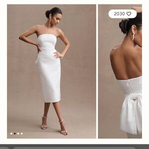 Sachin & Babi Gemma Strapless Back-Bow Pearl Midi Dress